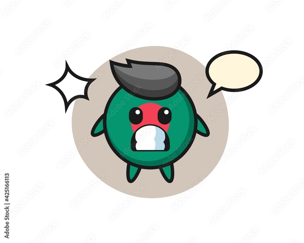bangladesh flag badge character cartoon with shocked gesture bangladesh flag badge character cartoon with shocked gesture
