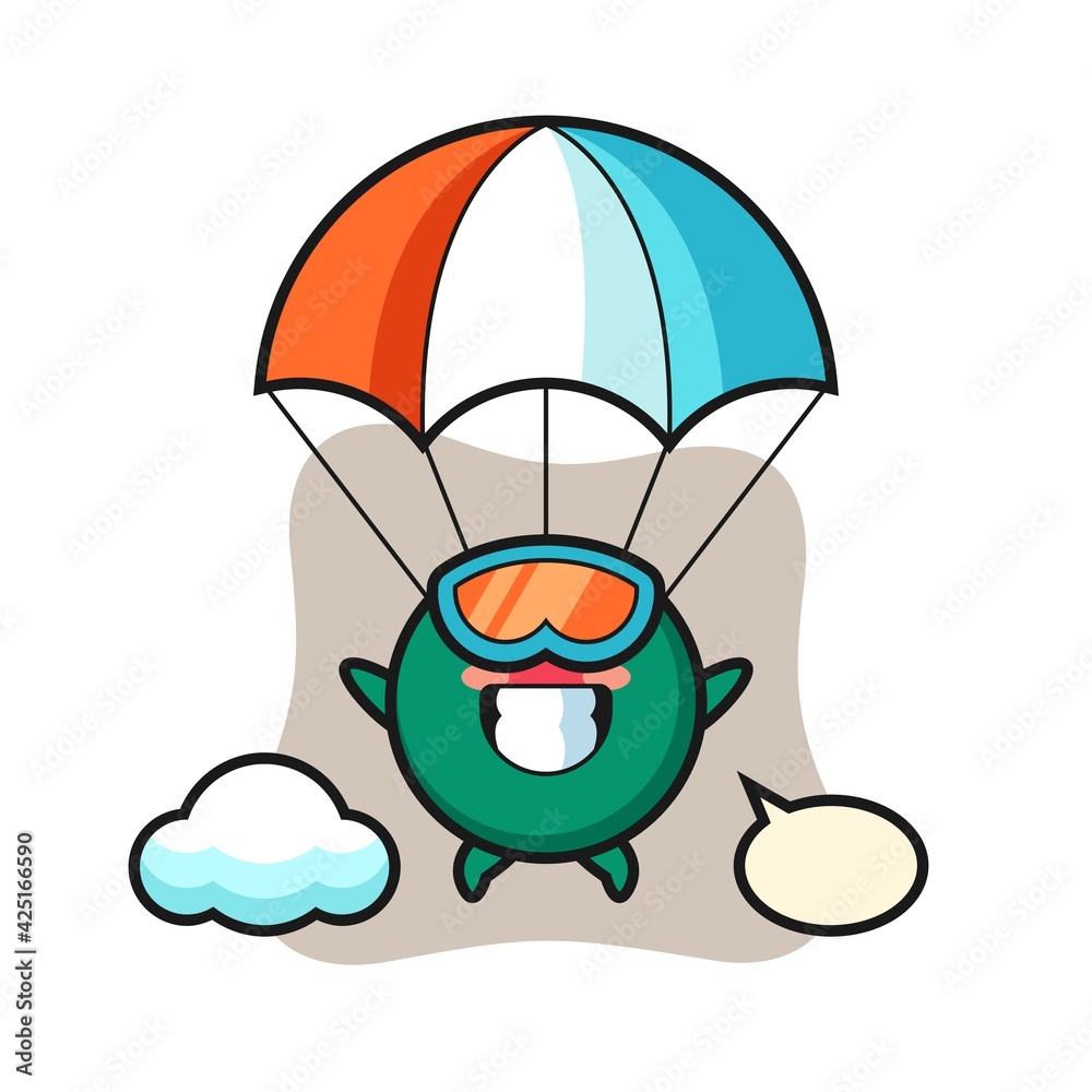 bangladesh flag badge mascot cartoon is skydiving with happy gesture bangladesh flag badge mascot cartoon is skydiving with happy gesture