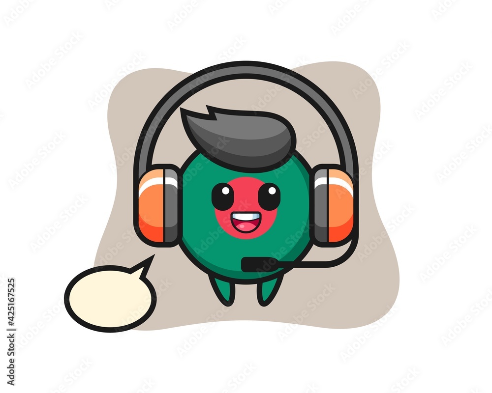 Cartoon mascot of bangladesh flag badge as a customer service Cartoon mascot of bangladesh flag badge as a customer service