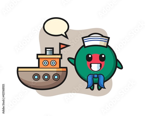 Character mascot of bangladesh flag badge as a sailor man