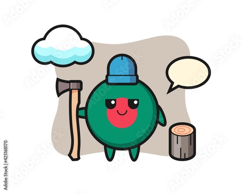 Character cartoon of bangladesh flag badge as a woodcutter
