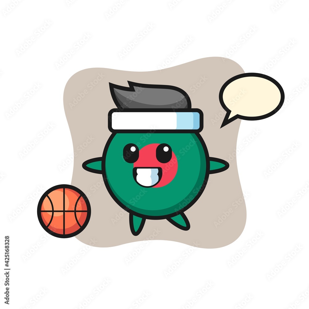 Illustration of bangladesh flag badge cartoon is playing basketball Illustration of bangladesh flag badge cartoon is playing basketball