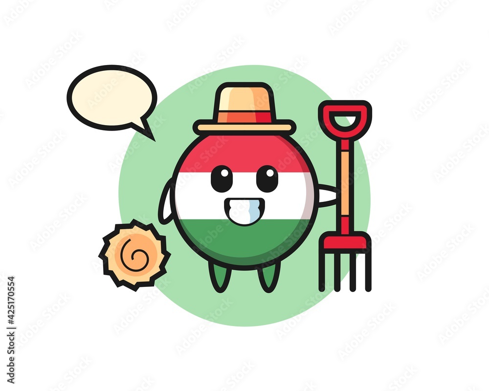 Mascot character of hungary flag badge as a farmer Mascot character of hungary flag badge as a farmer