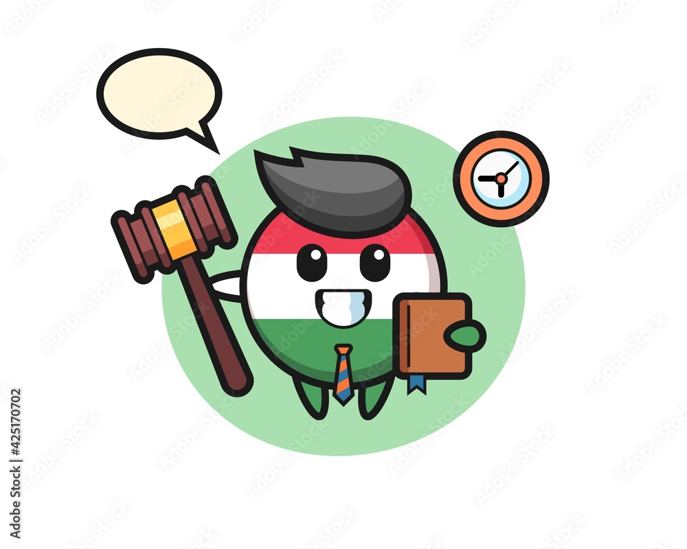 Mascot cartoon of hungary flag badge as a judge Mascot cartoon of hungary flag badge as a judge