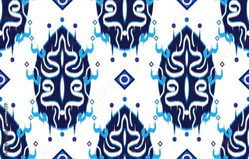 Ikat Geometrical floral line pattern for textiles like embroidered cloth eps10.