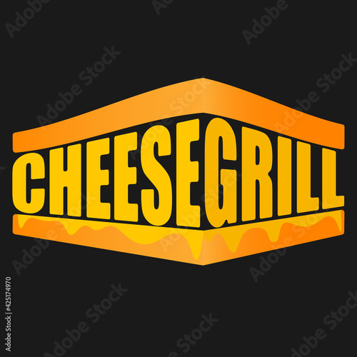 minimal logo of grilled cheese from two slices of bread and lettering