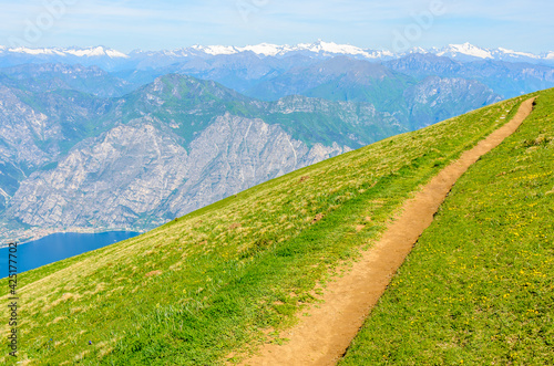 Fragment of a nice mountain view from the trail at Monte Baldo in Italy.