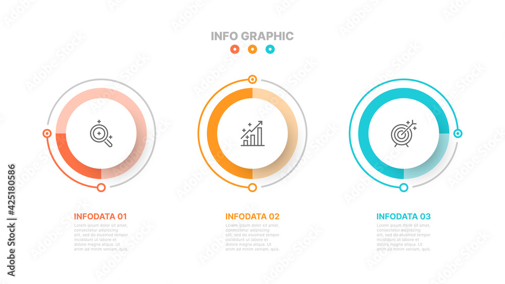 Vector Infographic template design with marketing icons and 3 options or steps or processes. Can be used for workflow diagram, report or presentation.