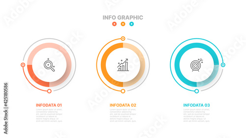 Vector Infographic template design with marketing icons and 3 options or steps or processes. Can be used for workflow diagram, report or presentation.