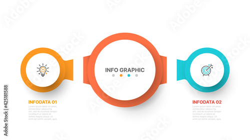 Presentation infographic template. Business concept with  2 options, marketing icons. Vector illustration.