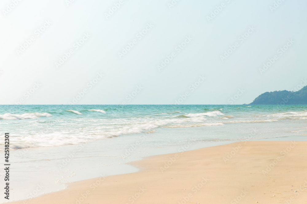 Tropical beach view,Sea waves seamless loop on the beautiful sand beach.