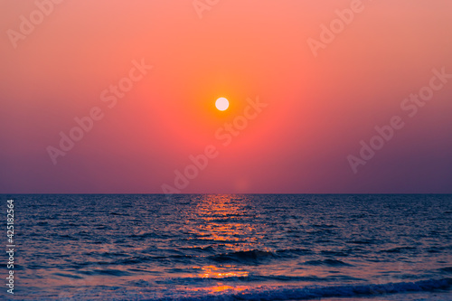 Nature in twilight period which including of sunset over the sea   Sunset and sea background
