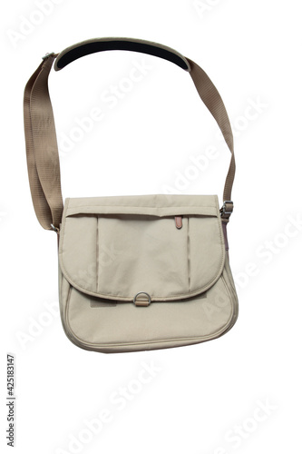 Vintage messenger bag  isolated on white , Canvas bag 