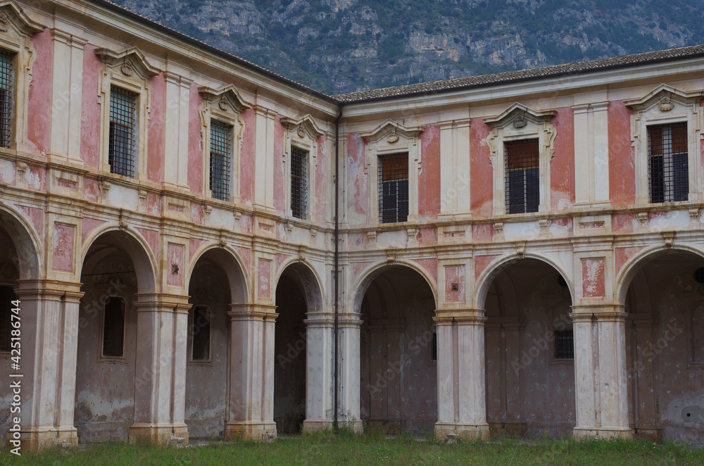 Celestinian Abbey of Santo Spirito al Morrone - Abruzzo. Its origins are linked to Pietro Angelerio, Benedictine monk, hermit, founder of the Celestine order and Pope with the name of Celestino V.