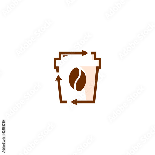 recycle coffee cup icon logo premium template