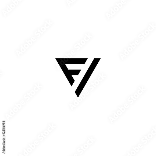 Creative Illustration of modern triangle letter FI