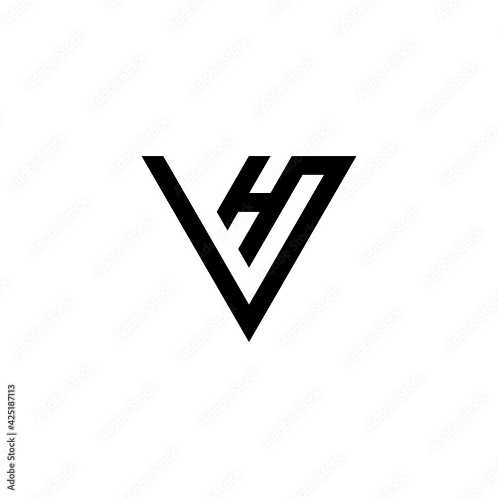 Creative Illustration of modern triangle letter VH Creative Illustration of modern triangle letter VH