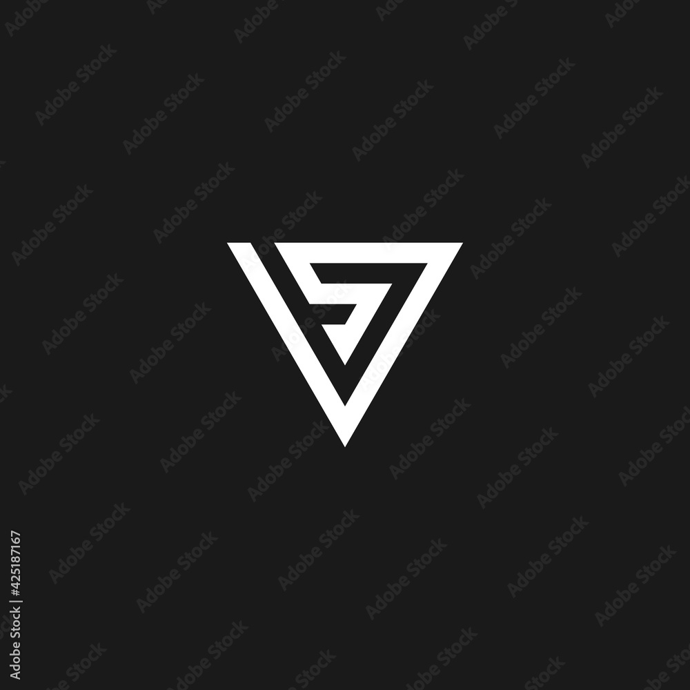 Creative Illustration of modern triangle letter VS