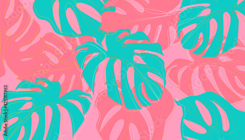 Set of tropical nature leaf with gold shape. Floral element geometric design. Organic minimal trend graphic leaves posters. Can be used on banners, flyers or web. Vector illustration EPS 10.