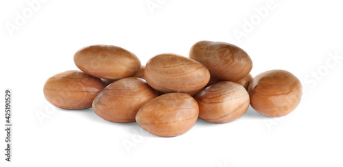 Fresh raw jackfruit seeds on white background