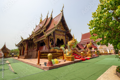 Beautiful landscape of ancient  temple : 25 March 2021 in wat sawanghuanakam Temple , kalasin, Thailand