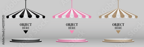 Double steps with striped canopy 3d illustration vector set for putting your object.
