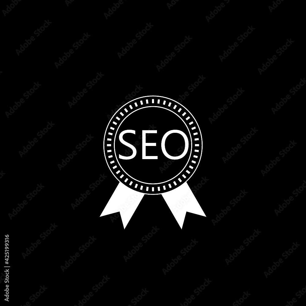 SEO badge icon isolated on dark background SEO badge icon isolated on dark background
