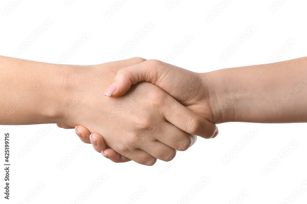 Female hands on white background. Friendship Day celebration Female hands on white background. Friendship Day celebration