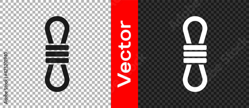 Black Climber rope icon isolated on transparent background. Extreme sport. Sport equipment. Vector