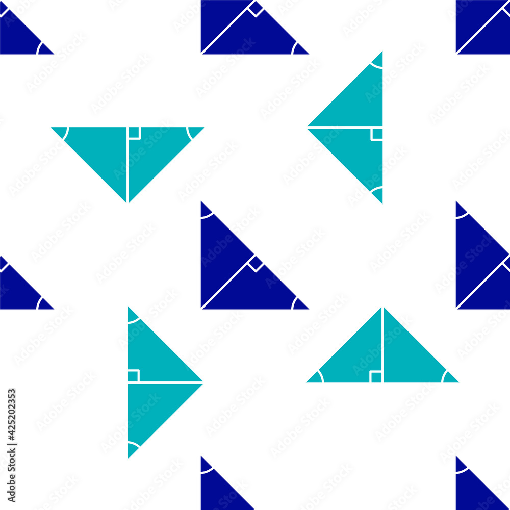 Blue Angle bisector of a triangle icon isolated seamless pattern on white background. Vector Blue Angle bisector of a triangle icon isolated seamless pattern on white background. Vector