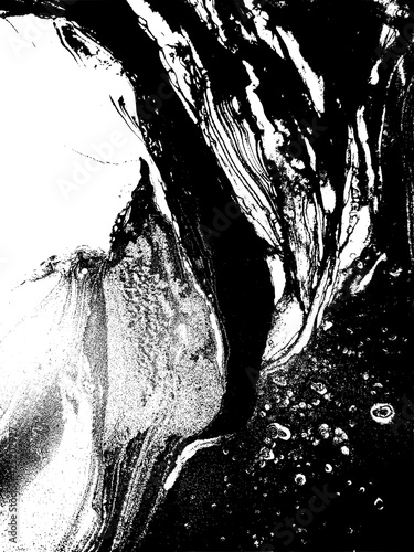 Fotografie Abstract black and white graphics — minimalistic illustration made with alcohol ink and digital instruments