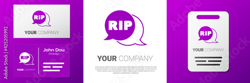 Logotype Speech bubble rip death icon isolated on white background. Logo design template element. Vector