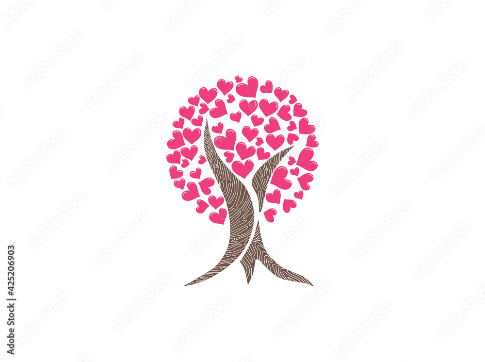 Fototapeta premium tree with heart shapes of leaves vector