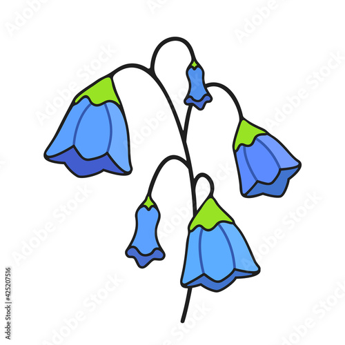 Beautiful cartoon bell flower, great design for any purposes. Flat vector illustration.