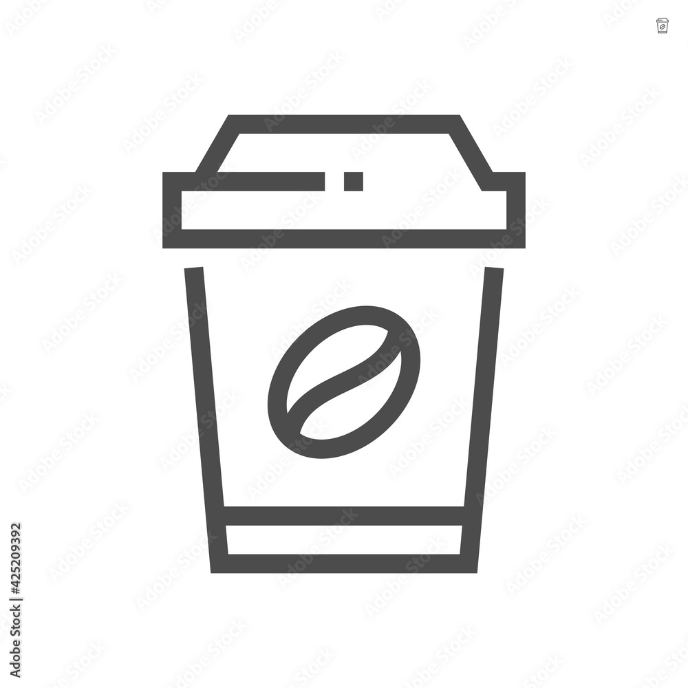 Coffee cup vector icon. Hot beverage with mocha, latte, cappuccino and espresso flavor in disposable paper, cardboard, plastic container. Include sleeve and lid. For drink in shop, takeaway. 48x48 px Coffee cup vector icon. Hot beverage with mocha, latte, cappuccino and espresso flavor in disposable paper, cardboard, plastic container. Include sleeve and lid. For drink in shop, takeaway. 48x48 px