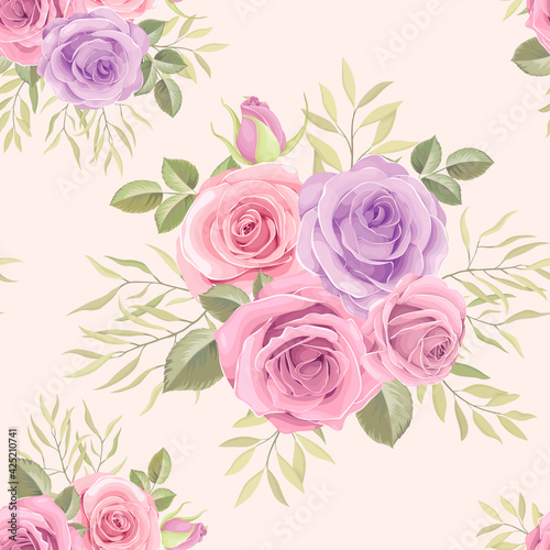 Beautiful hand drawn floral seamless pattern