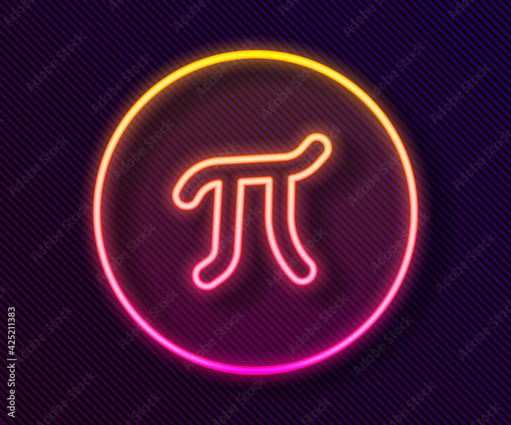 Glowing neon line Pi symbol icon isolated on black background. Vector Glowing neon line Pi symbol icon isolated on black background. Vector