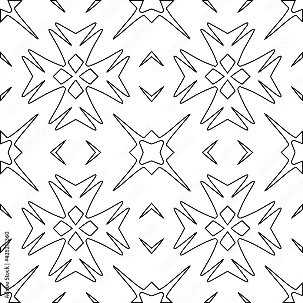 Geometric vector pattern with triangular elements. Seamless abstract ornament for wallpapers and backgrounds. Black and white colors. Geometric vector pattern with triangular elements. Seamless abstract ornament for wallpapers and backgrounds. Black and white colors.