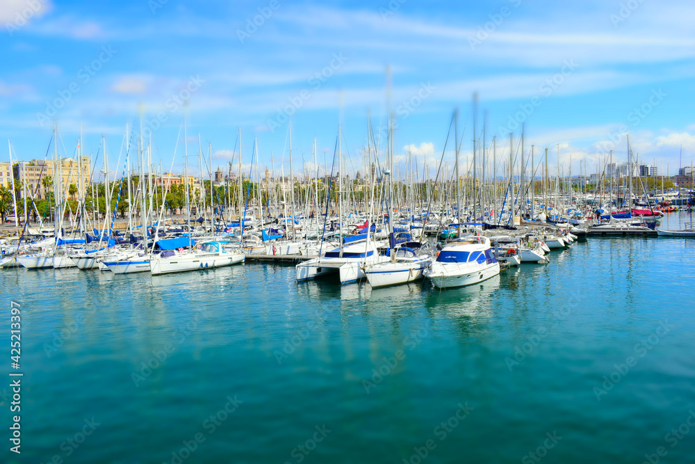 Sailboats in a Spanish port