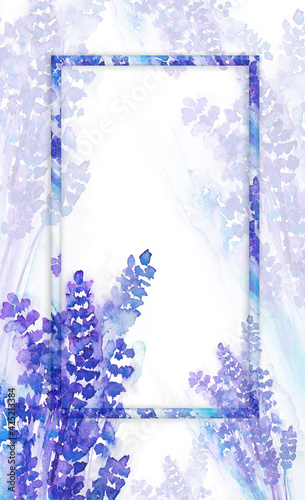 background of purple lavender flowers in watercolor style