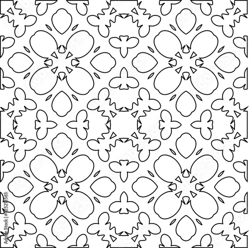 Geometric vector pattern with triangular elements. Seamless abstract ornament for wallpapers and backgrounds. Black and white colors. 