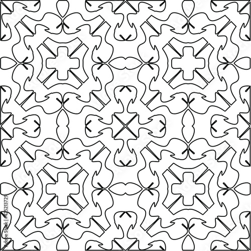 Geometric vector pattern with triangular elements. Seamless abstract ornament for wallpapers and backgrounds. Black and white colors. 