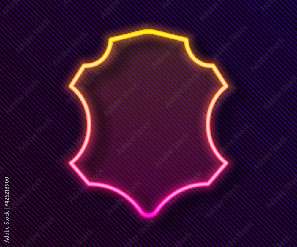 Fototapeta premium Glowing neon line Leather icon isolated on black background. Vector