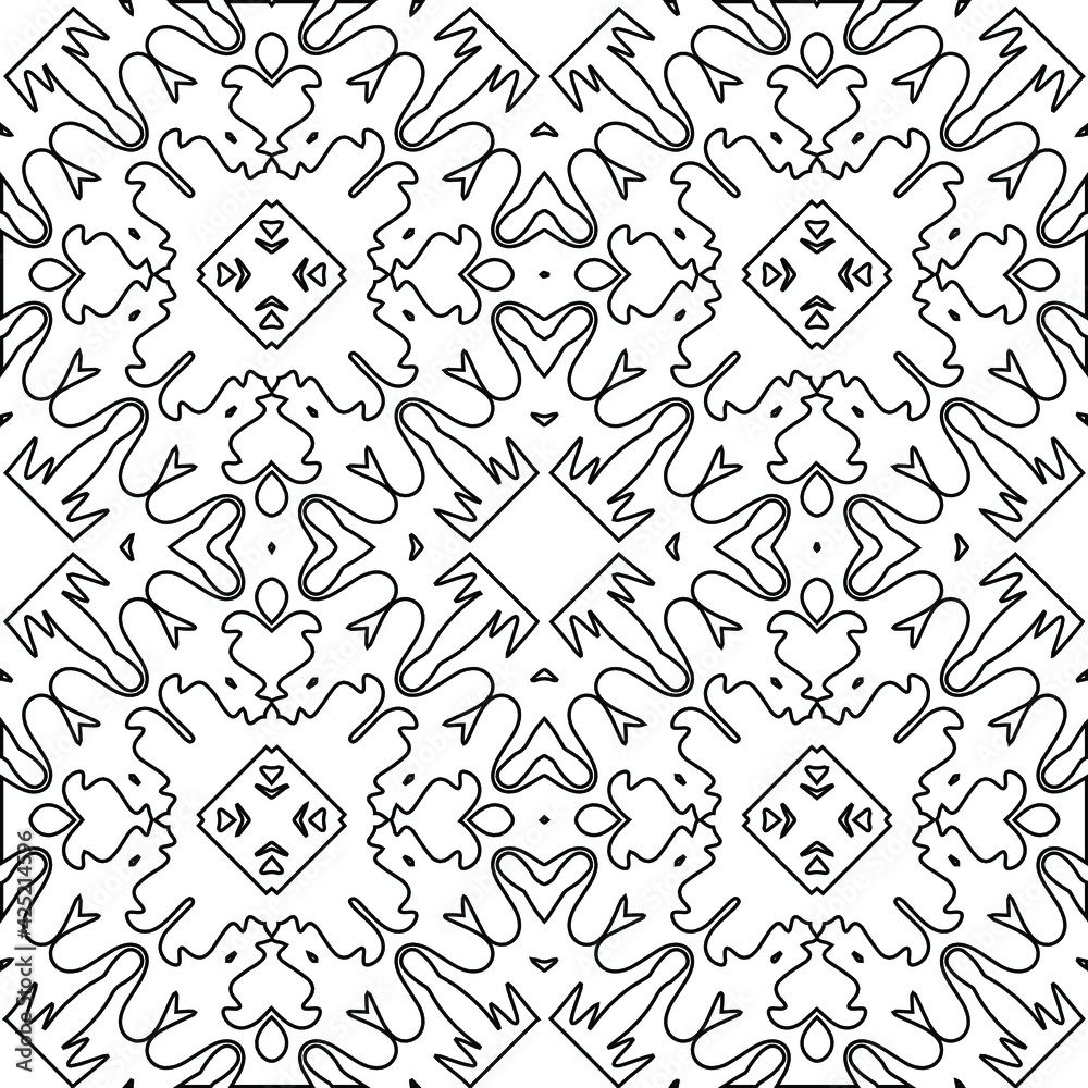 Geometric vector pattern with triangular elements. Seamless abstract ornament for wallpapers and backgrounds. Black and white colors. 