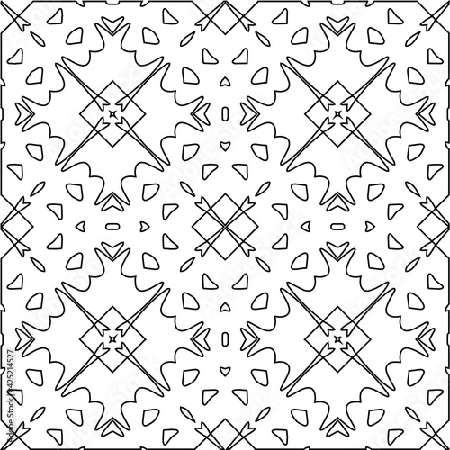 Geometric vector pattern with triangular elements. Seamless abstract ornament for wallpapers and backgrounds. Black and white colors. 