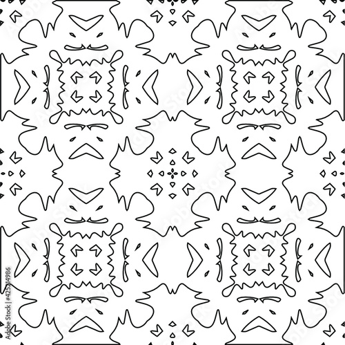 Geometric vector pattern with triangular elements. Seamless abstract ornament for wallpapers and backgrounds. Black and white colors. 