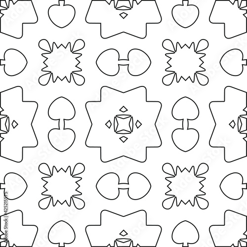 Geometric vector pattern with triangular elements. Seamless abstract ornament for wallpapers and backgrounds. Black and white colors. 