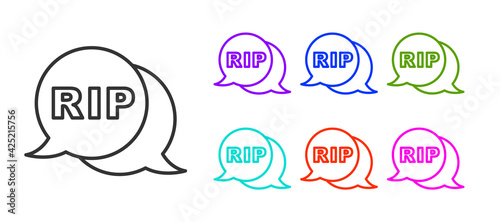 Black line Speech bubble rip death icon isolated on white background. Set icons colorful. Vector