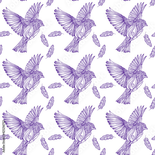 beautiful spring seamless pattern with a picture of a bird. Tropical motives. Ideal for banners, flyers, backgrounds, prints, invitations, fabrics. EPS10 © Азиза Сейфутдинова