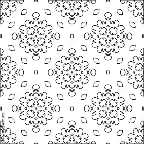  Geometric vector pattern with triangular elements. Seamless abstract ornament for wallpapers and backgrounds. Black and white colors. 